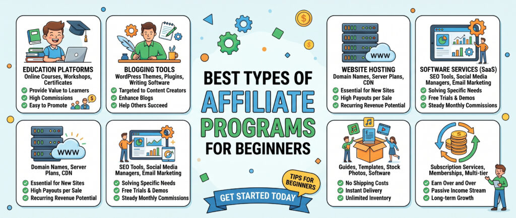 best affiliate program categories for beginners