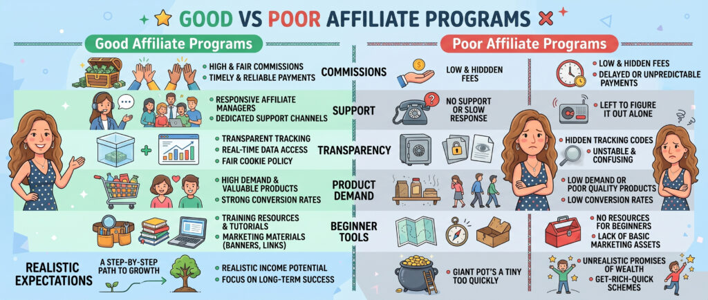 good affiliate programs versus poor affiliate programs