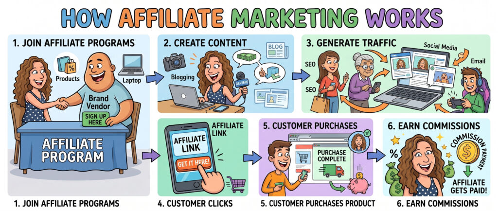 how affiliate marketing works step by step