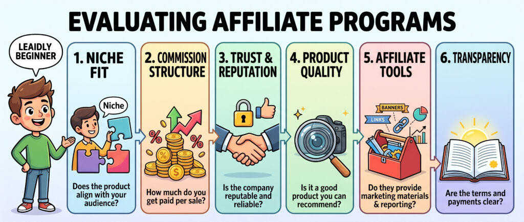 how to evaluate affiliate programs for beginners