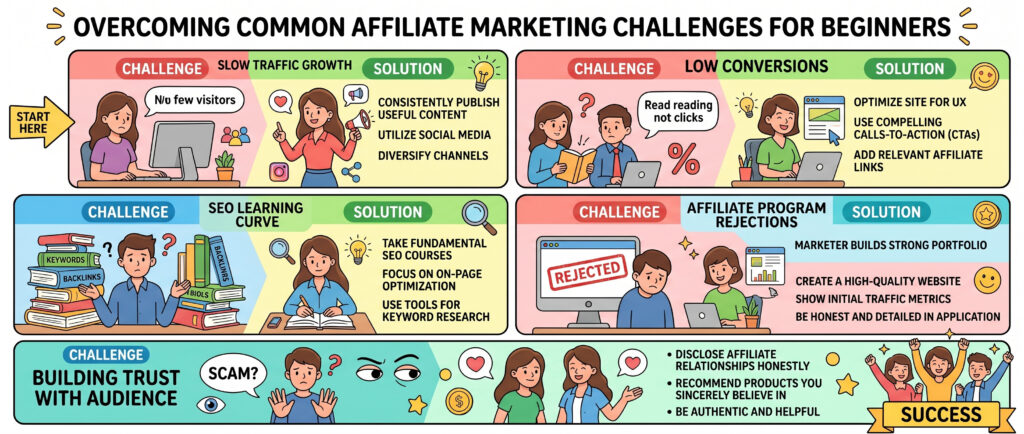 common affiliate marketing challenges for beginners