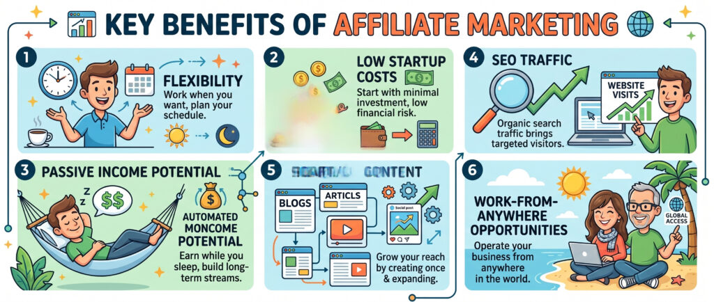 major benefits of affiliate marketing for beginners