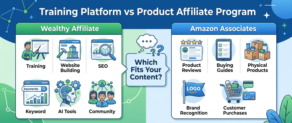 Wealthy Affiliate versus Amazon Associates for beginners