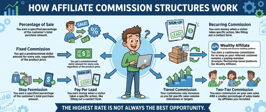 affiliate commission structures explained for beginners