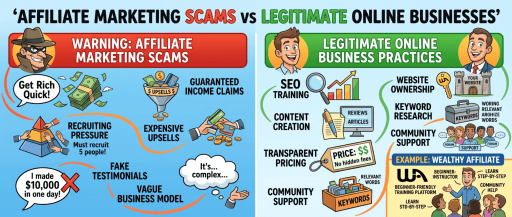affiliate marketing scams versus legitimate online business opportunities