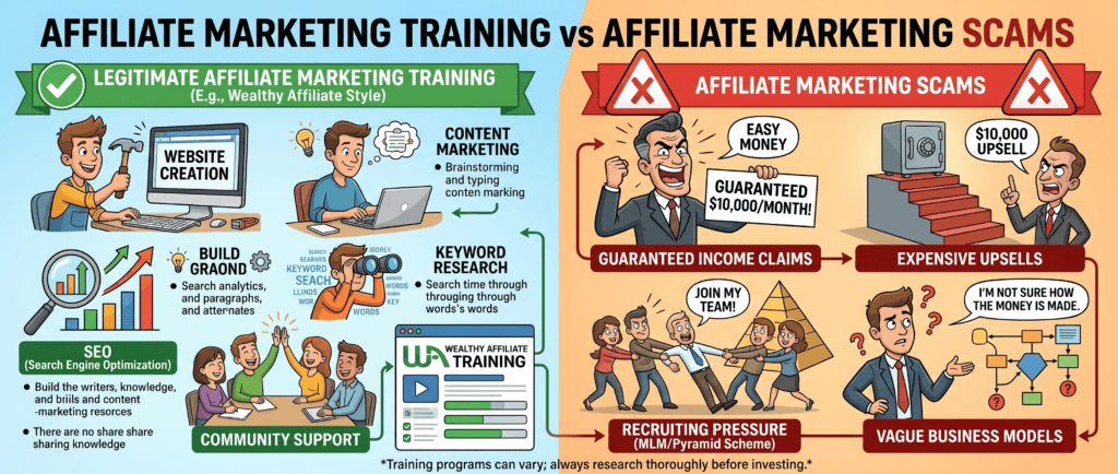 affiliate marketing training versus affiliate marketing scam