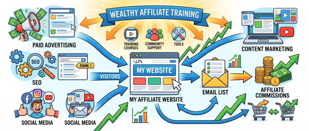 affiliate traffic strategy combining paid and organic traffic