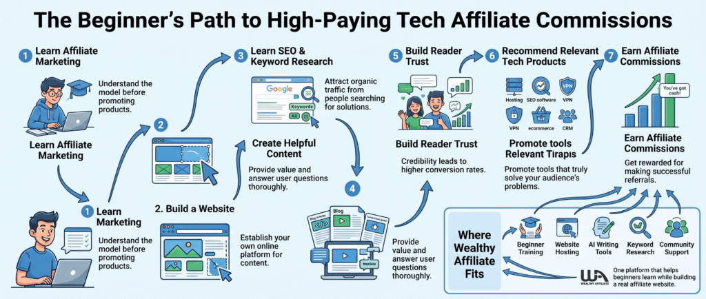 beginner roadmap for earning commissions with technology affiliate programs