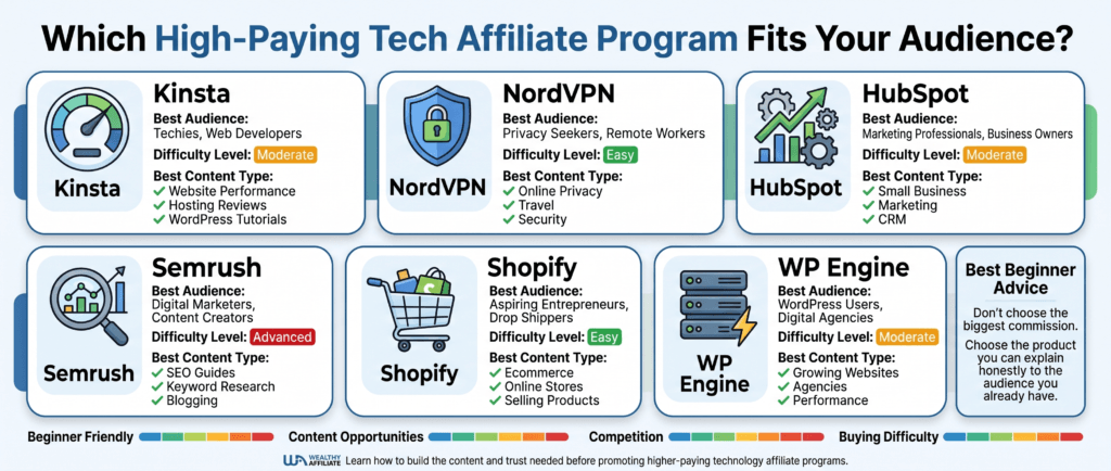 comparison of high-paying technology affiliate programs for beginners