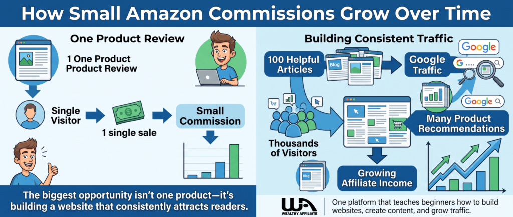 how Amazon affiliate commissions grow with website traffic