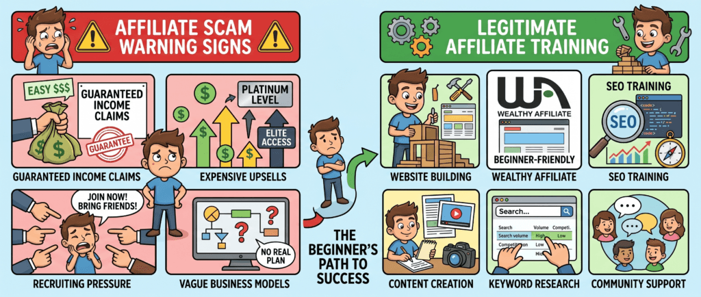 how to avoid affiliate marketing scams and find legitimate training