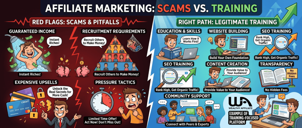 legitimate affiliate marketing training versus scams