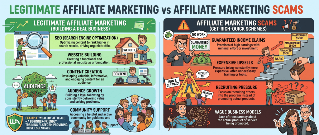 legitimate affiliate marketing versus affiliate marketing scams