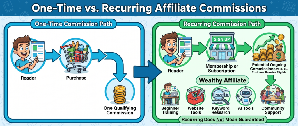 one-time vs recurring affiliate commissions for beginners