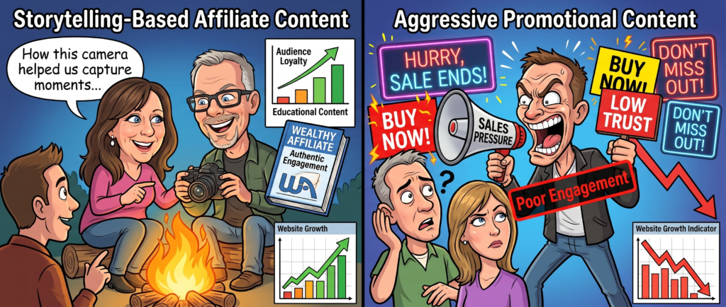 storytelling versus promotional affiliate content