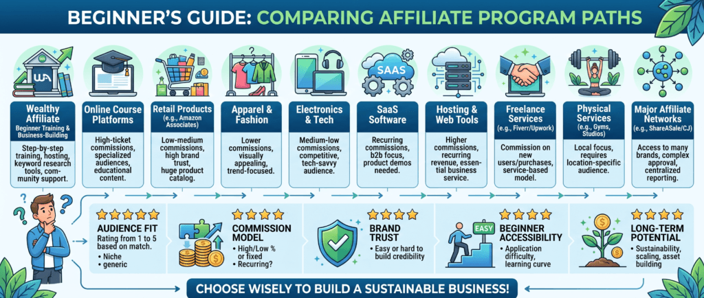 top 10 affiliate programs for beginners comparison
