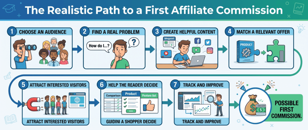how beginners earn their first affiliate commission