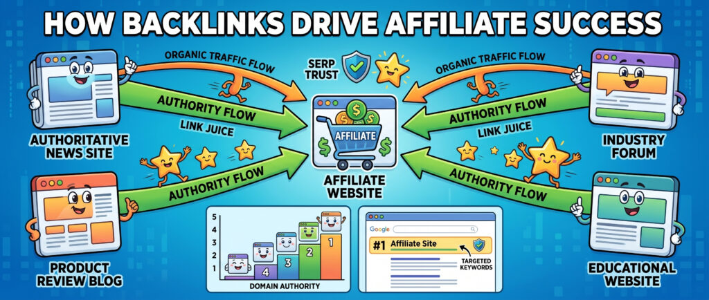 affiliate backlink authority flow infographic