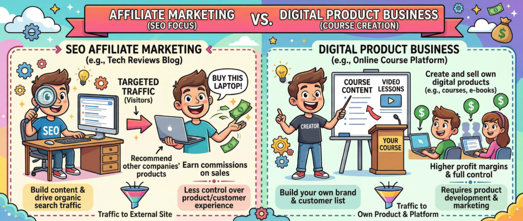 affiliate marketing vs course creation platform comparison
