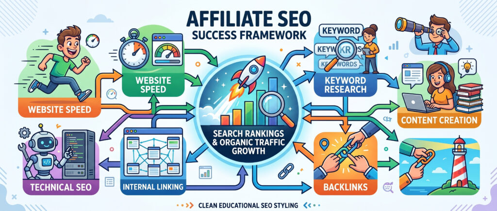 affiliate seo success framework with speed content and backlinks