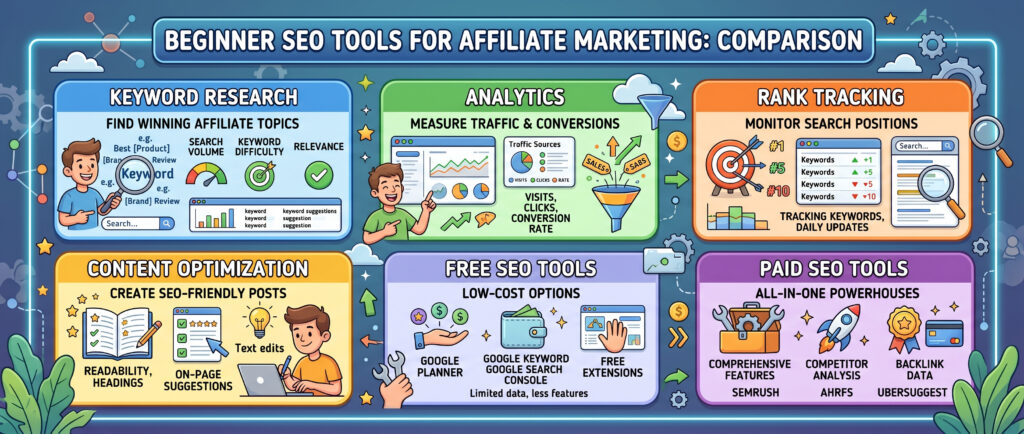 beginner seo tools comparison for affiliate marketing