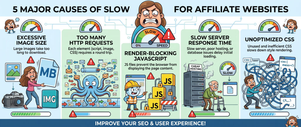 common causes of slow affiliate website loading speed
