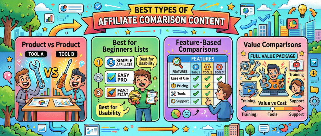 types of affiliate comparison content