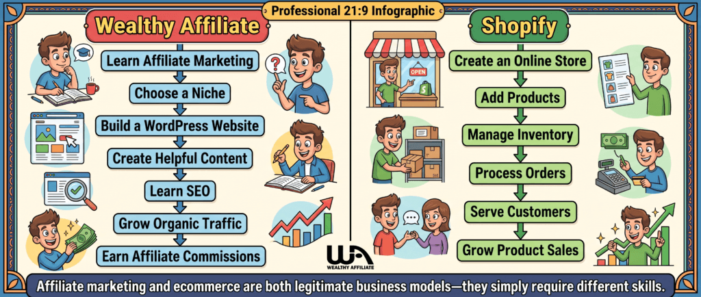 wealthy-affiliate-versus-shopify-business-model-comparison-for-beginners