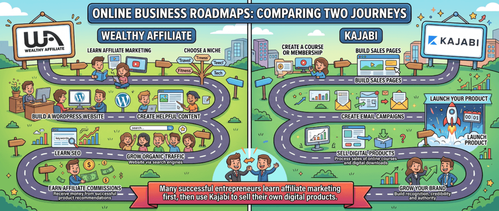 wealthy-affiliate-vs-kajabi-beginner-business-roadmap