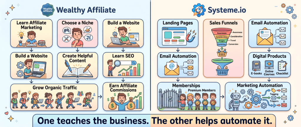 wealthy-affiliate-vs-systemeio-business-comparison-for-beginners