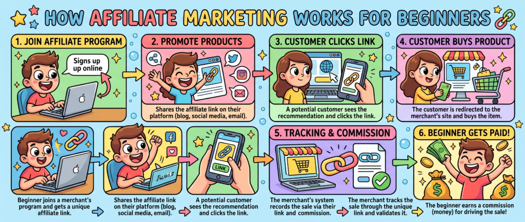 affiliate marketing process for beginners step by step