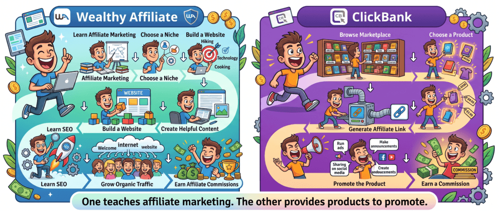 wealthy-affiliate-versus-clickbank-business-model-comparison