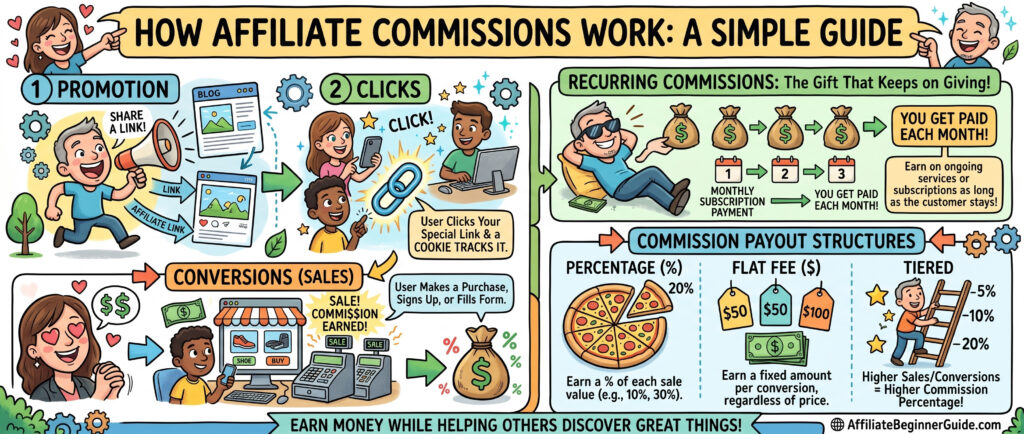 how affiliate marketing commissions work