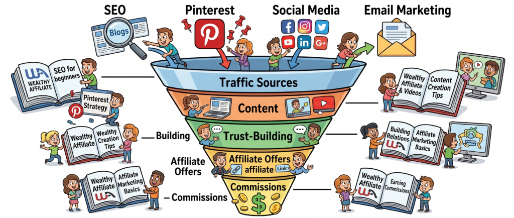 affiliate marketing traffic to commission funnel