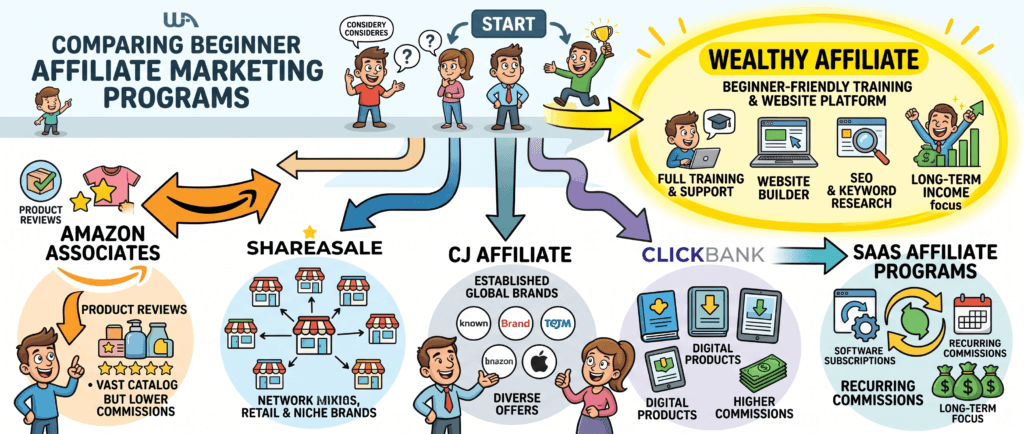 best affiliate programs for beginners comparison