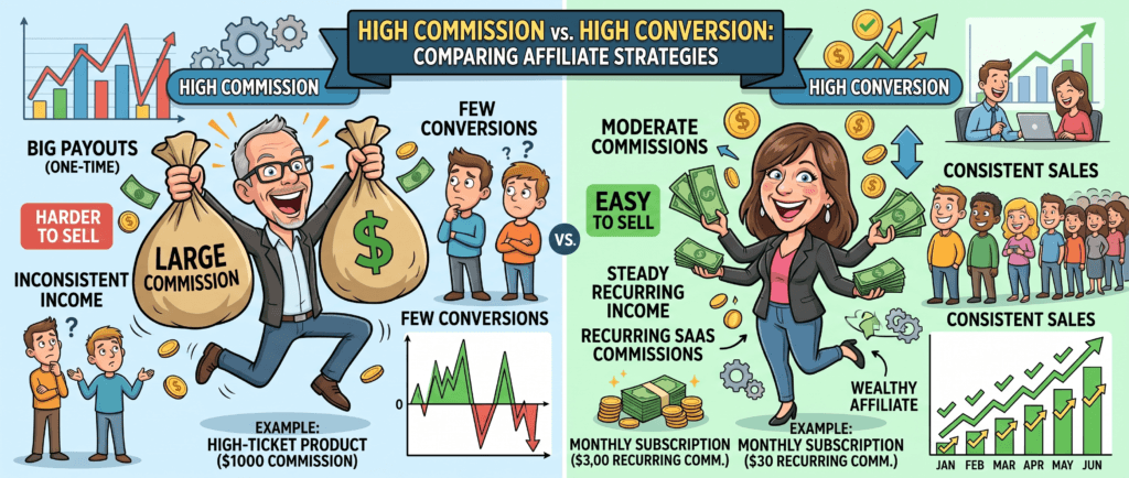 high-paying affiliate programs versus high-converting affiliate programs