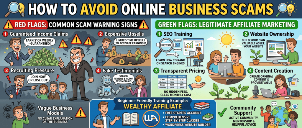 online business scams versus legitimate affiliate marketing