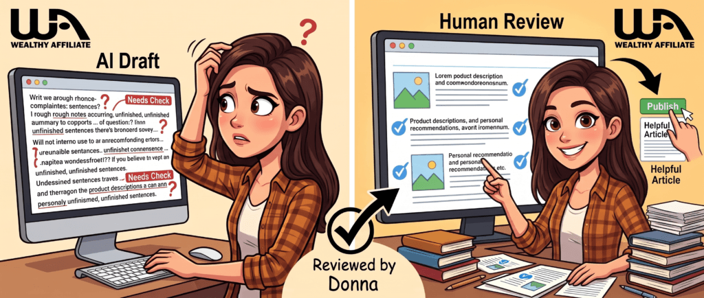 AI draft becoming a human-reviewed article for Google