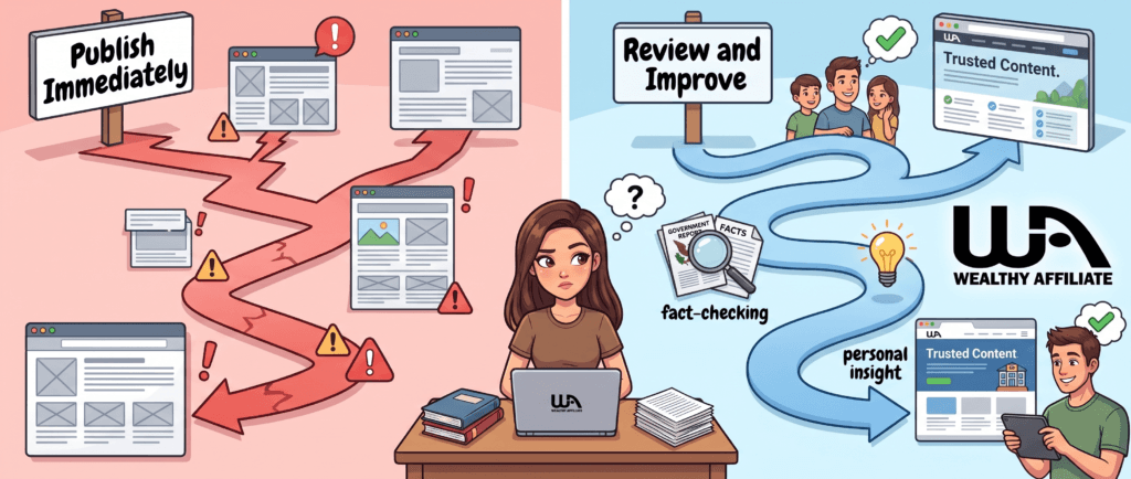 Choosing between unreviewed AI content and trusted content