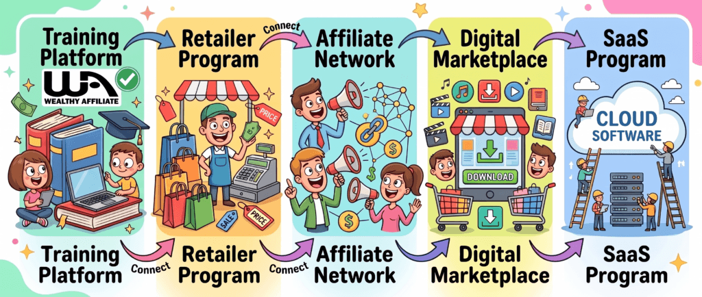 Five types of affiliate programs beginners may encounter.