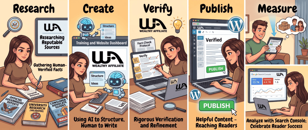 Human-led AI content workflow with Wealthy Affiliate