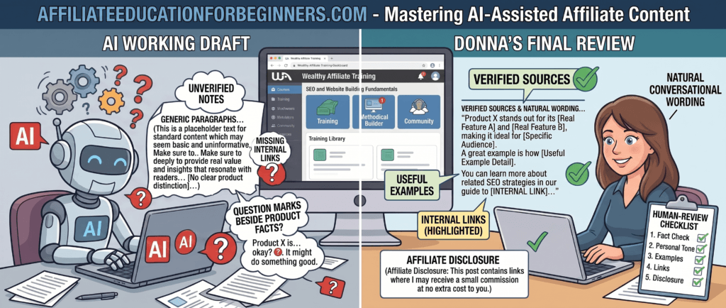 difference between an AI draft and a human-reviewed affiliate article