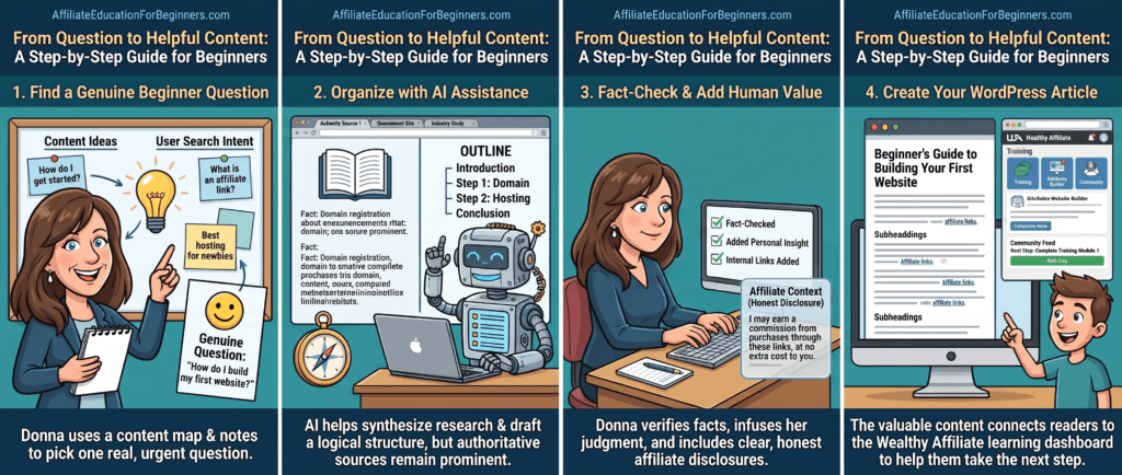 how I use AI to create affiliate content with human research and review